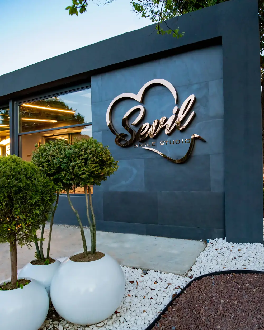 The Sevil Smile Studio sign on the front of our Istanbul clinic