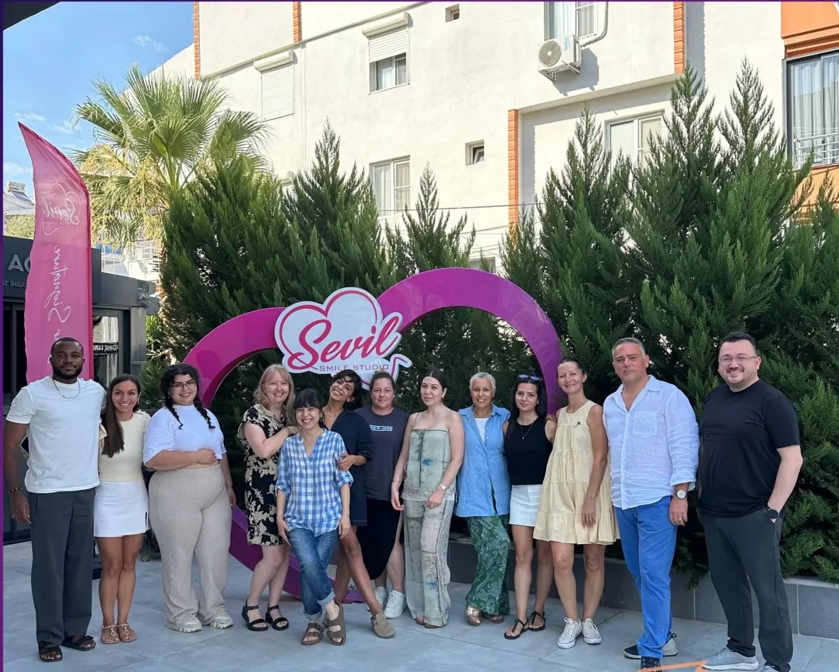 The Sevil Smile Clinic team outside the Istanbul clinic